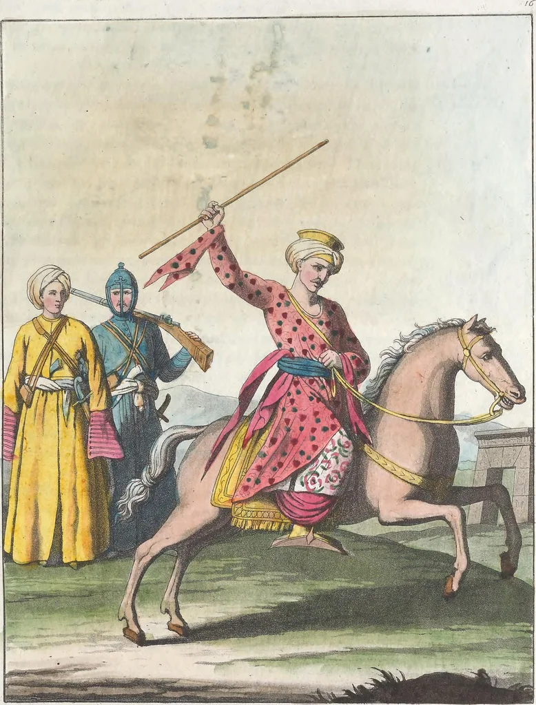 An illustration from Le Costume ancien et moderne ; ou, Histoire du gouvernement, de la milice, de la religion, des arts, sciences et usages de tous les peuples anciens et modernes, d'après les monumens de l'antiquité et accompagné de dessins analogues au sujet, 1815, leaf 140