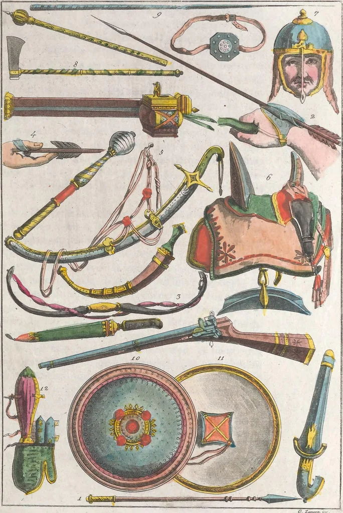 An illustration from Le Costume ancien et moderne ; ou, Histoire du gouvernement, de la milice, de la religion, des arts, sciences et usages de tous les peuples anciens et modernes, d'après les monumens de l'antiquité et accompagné de dessins analogues au sujet, 1815, leaf 144