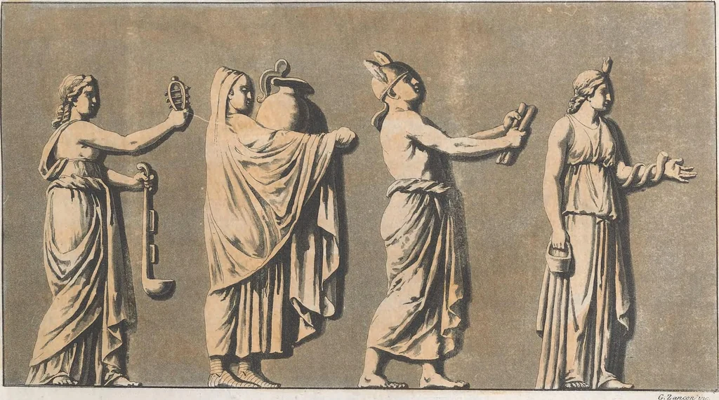 An illustration from Le Costume ancien et moderne ; ou, Histoire du gouvernement, de la milice, de la religion, des arts, sciences et usages de tous les peuples anciens et modernes, d'après les monumens de l'antiquité et accompagné de dessins analogues au sujet, 1815, leaf 184