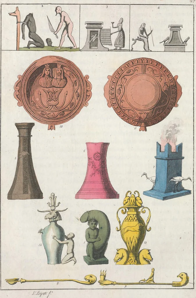 An illustration from Le Costume ancien et moderne ; ou, Histoire du gouvernement, de la milice, de la religion, des arts, sciences et usages de tous les peuples anciens et modernes, d'après les monumens de l'antiquité et accompagné de dessins analogues au sujet, 1815, leaf 193
