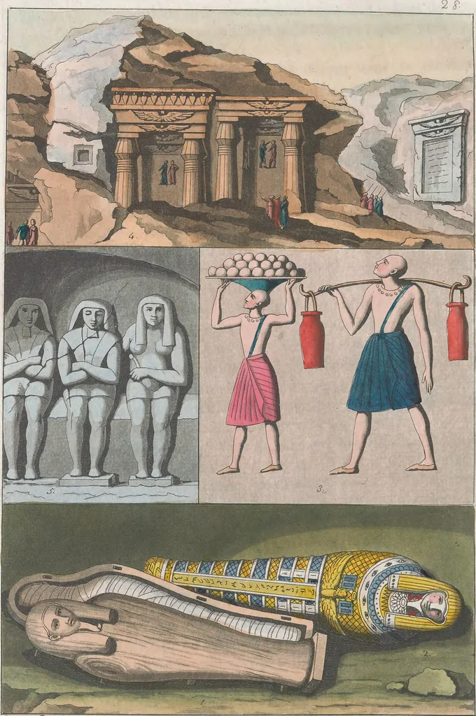 An illustration from Le Costume ancien et moderne ; ou, Histoire du gouvernement, de la milice, de la religion, des arts, sciences et usages de tous les peuples anciens et modernes, d'après les monumens de l'antiquité et accompagné de dessins analogues au sujet, 1815, leaf 203