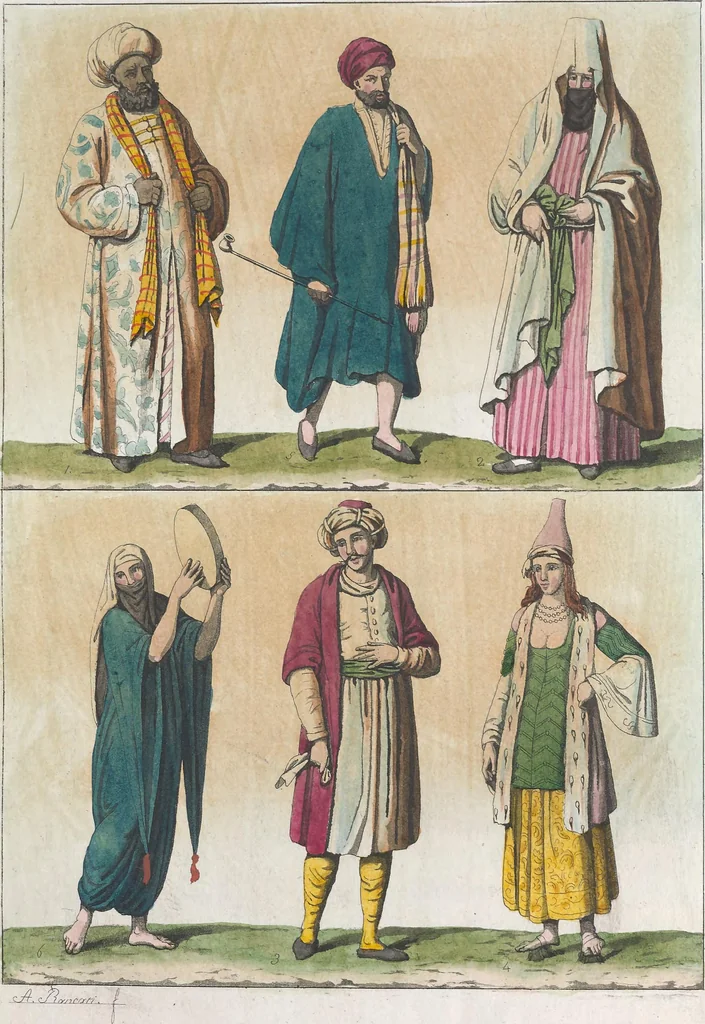 An illustration from Le Costume ancien et moderne ; ou, Histoire du gouvernement, de la milice, de la religion, des arts, sciences et usages de tous les peuples anciens et modernes, d'après les monumens de l'antiquité et accompagné de dessins analogues au sujet, 1815, leaf 340