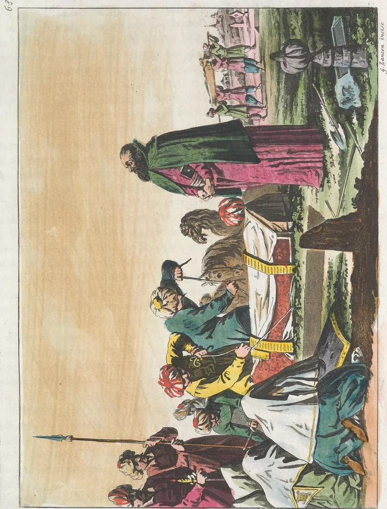 An illustration from Le Costume ancien et moderne ; ou, Histoire du gouvernement, de la milice, de la religion, des arts, sciences et usages de tous les peuples anciens et modernes, d'après les monumens de l'antiquité et accompagné de dessins analogues au sujet, 1815, leaf 538