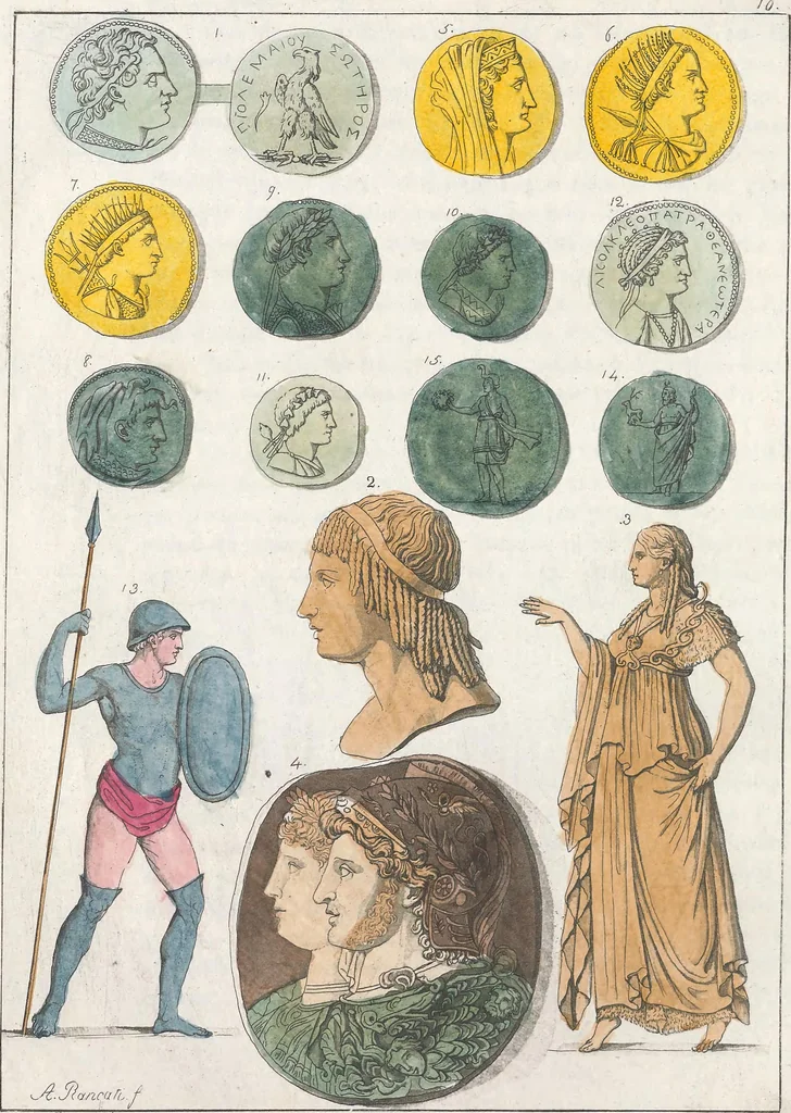 An illustration from Le Costume ancien et moderne ; ou, Histoire du gouvernement, de la milice, de la religion, des arts, sciences et usages de tous les peuples anciens et modernes, d'après les monumens de l'antiquité et accompagné de dessins analogues au sujet, 1815, leaf 97