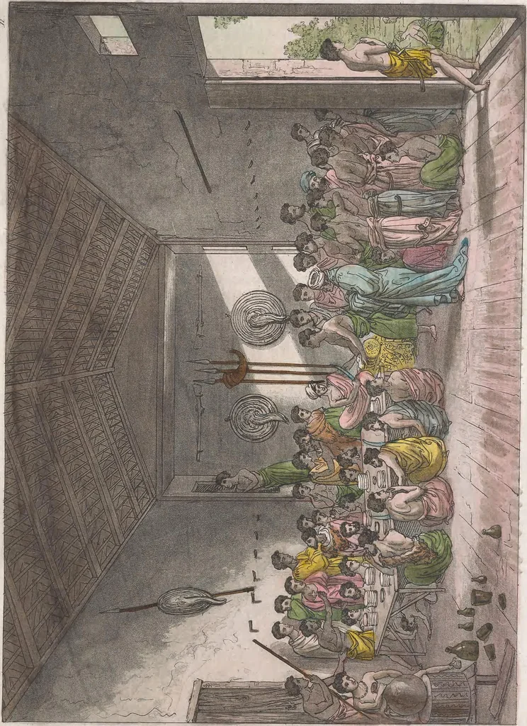 An illustration from Le Costume ancien et moderne ; ou, Histoire du gouvernement, de la milice, de la religion, des arts, sciences et usages de tous les peuples anciens et modernes, d'après les monumens de l'antiquité et accompagné de dessins analogues au sujet, 1815, leaf 112