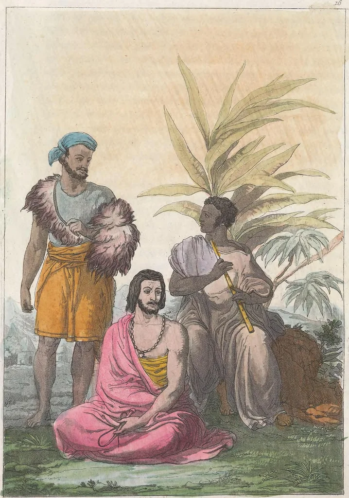 An illustration from Le Costume ancien et moderne ; ou, Histoire du gouvernement, de la milice, de la religion, des arts, sciences et usages de tous les peuples anciens et modernes, d'après les monumens de l'antiquité et accompagné de dessins analogues au sujet, 1815, leaf 135