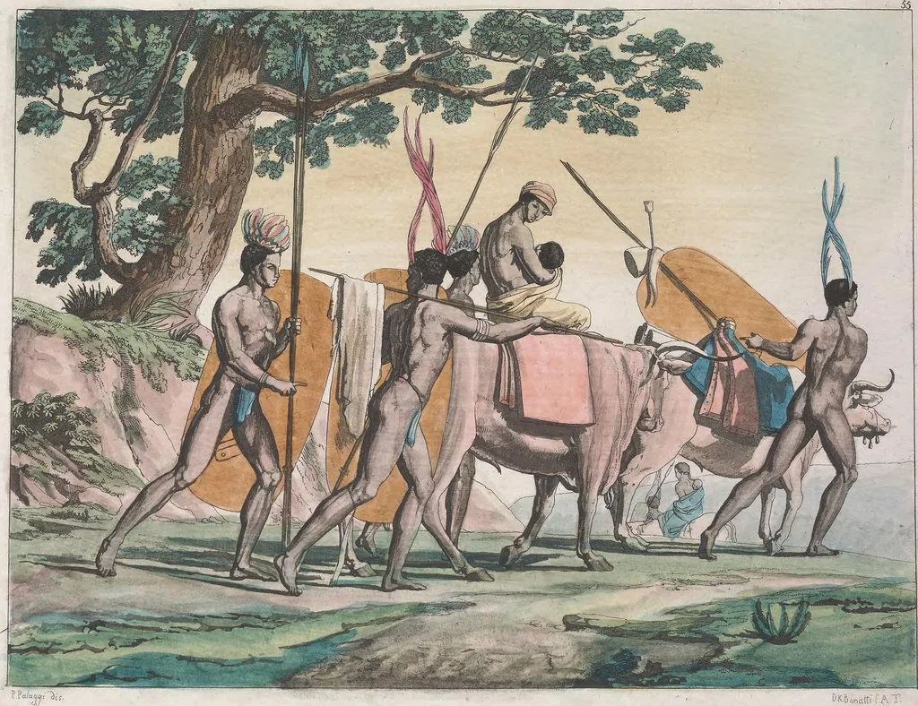 An illustration from Le Costume ancien et moderne ; ou, Histoire du gouvernement, de la milice, de la religion, des arts, sciences et usages de tous les peuples anciens et modernes, d'après les monumens de l'antiquité et accompagné de dessins analogues au sujet, 1815, leaf 493