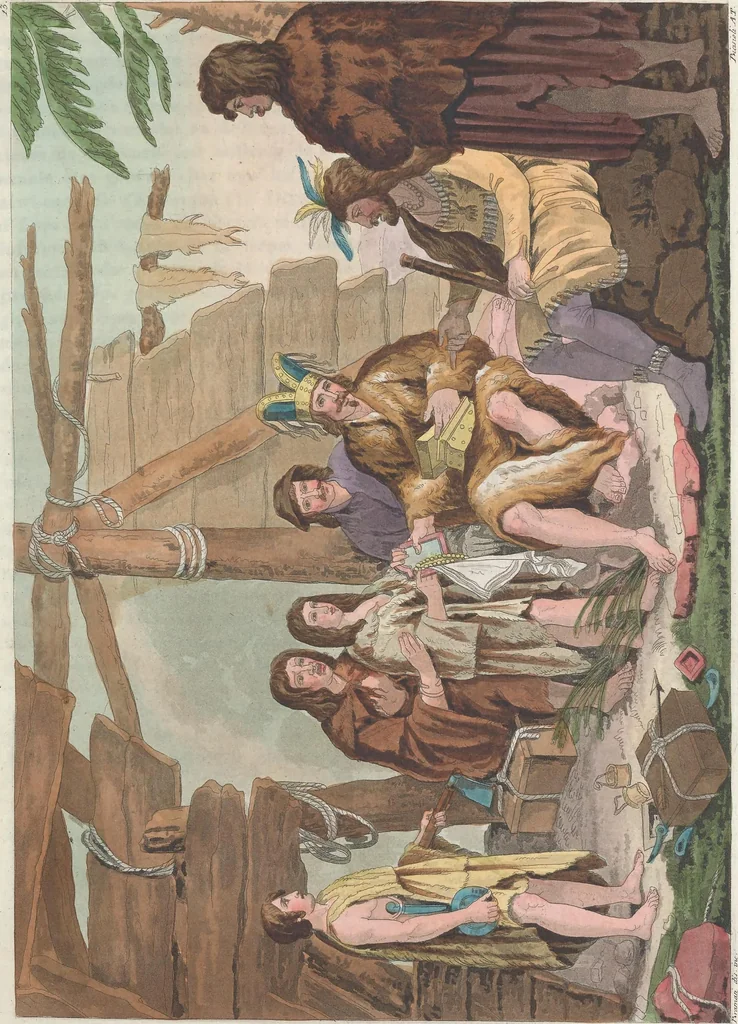 An illustration from Le Costume ancien et moderne ; ou, Histoire du gouvernement, de la milice, de la religion, des arts, sciences et usages de tous les peuples anciens et modernes, d'après les monumens de l'antiquité et accompagné de dessins analogues au sujet, 1815, leaf 130