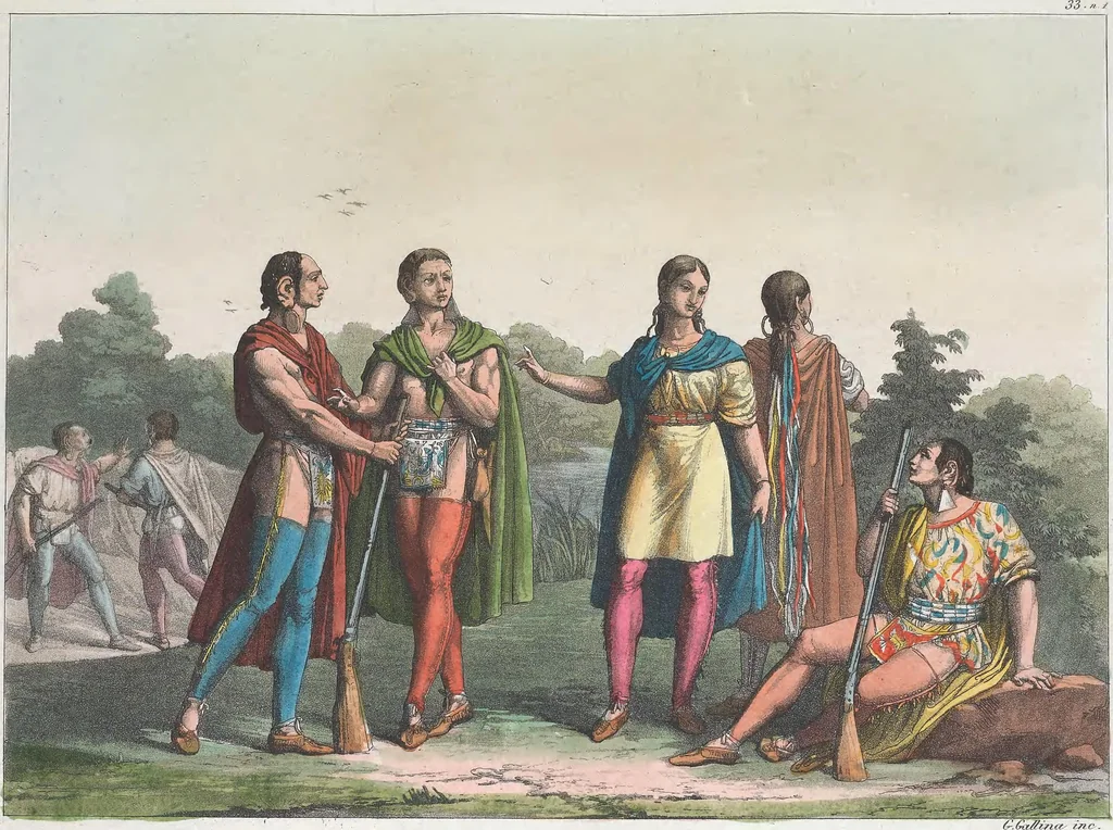 An illustration from Le Costume ancien et moderne ; ou, Histoire du gouvernement, de la milice, de la religion, des arts, sciences et usages de tous les peuples anciens et modernes, d'après les monumens de l'antiquité et accompagné de dessins analogues au sujet, 1815, leaf 342