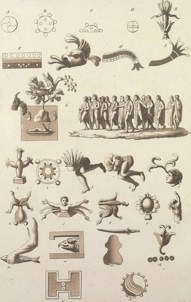 An illustration from Le Costume ancien et moderne ; ou, Histoire du gouvernement, de la milice, de la religion, des arts, sciences et usages de tous les peuples anciens et modernes, d'après les monumens de l'antiquité et accompagné de dessins analogues au sujet, 1815, leaf 747