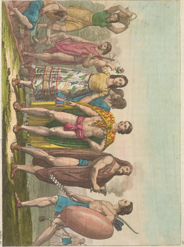An illustration from Le Costume ancien et moderne ; ou, Histoire du gouvernement, de la milice, de la religion, des arts, sciences et usages de tous les peuples anciens et modernes, d'après les monumens de l'antiquité et accompagné de dessins analogues au sujet, 1815, leaf 767