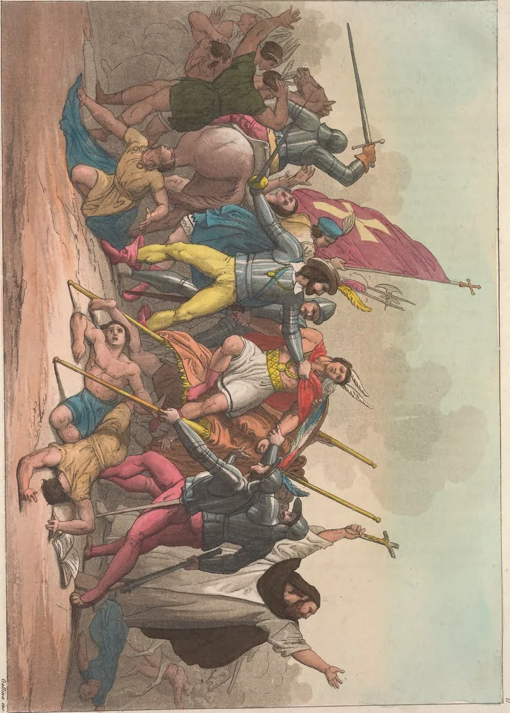 An illustration from Le Costume ancien et moderne ; ou, Histoire du gouvernement, de la milice, de la religion, des arts, sciences et usages de tous les peuples anciens et modernes, d'après les monumens de l'antiquité et accompagné de dessins analogues au sujet, 1815, leaf 105