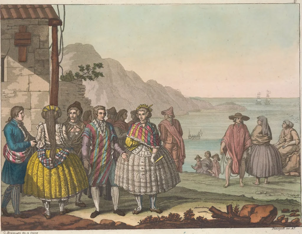 An illustration from Le Costume ancien et moderne ; ou, Histoire du gouvernement, de la milice, de la religion, des arts, sciences et usages de tous les peuples anciens et modernes, d'après les monumens de l'antiquité et accompagné de dessins analogues au sujet, 1815, leaf 251