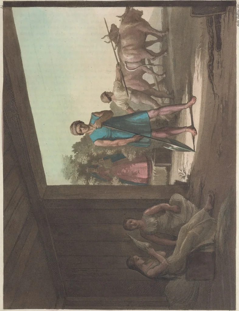 An illustration from Le Costume ancien et moderne ; ou, Histoire du gouvernement, de la milice, de la religion, des arts, sciences et usages de tous les peuples anciens et modernes, d'après les monumens de l'antiquité et accompagné de dessins analogues au sujet, 1815, leaf 320