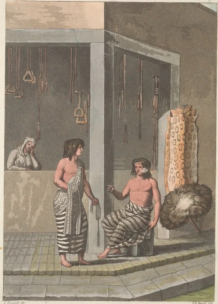 An illustration from Le Costume ancien et moderne ; ou, Histoire du gouvernement, de la milice, de la religion, des arts, sciences et usages de tous les peuples anciens et modernes, d'après les monumens de l'antiquité et accompagné de dessins analogues au sujet, 1815, leaf 703