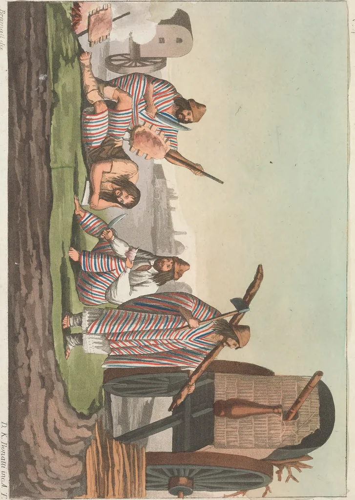 An illustration from Le Costume ancien et moderne ; ou, Histoire du gouvernement, de la milice, de la religion, des arts, sciences et usages de tous les peuples anciens et modernes, d'après les monumens de l'antiquité et accompagné de dessins analogues au sujet, 1815, leaf 705