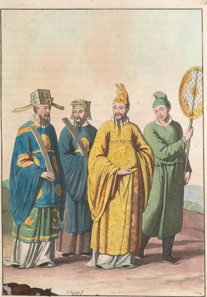An illustration from Le Costume ancien et moderne ; ou, Histoire du gouvernement, de la milice, de la religion, des arts, sciences et usages de tous les peuples anciens et modernes, d'après les monumens de l'antiquité et accompagné de dessins analogues au sujet, 1815, leaf 161