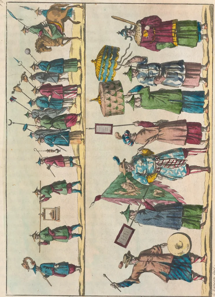 An illustration from Le Costume ancien et moderne ; ou, Histoire du gouvernement, de la milice, de la religion, des arts, sciences et usages de tous les peuples anciens et modernes, d'après les monumens de l'antiquité et accompagné de dessins analogues au sujet, 1815, leaf 187