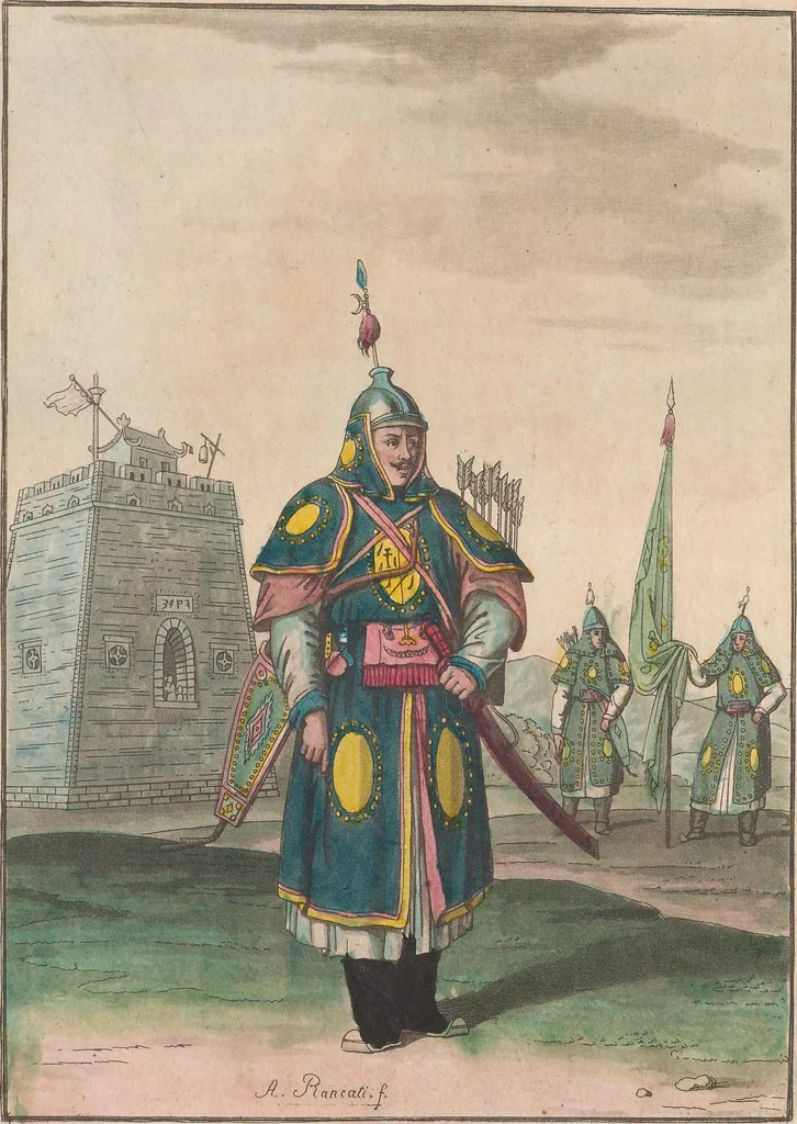 An illustration from Le Costume ancien et moderne ; ou, Histoire du gouvernement, de la milice, de la religion, des arts, sciences et usages de tous les peuples anciens et modernes, d'après les monumens de l'antiquité et accompagné de dessins analogues au sujet, 1815, leaf 208