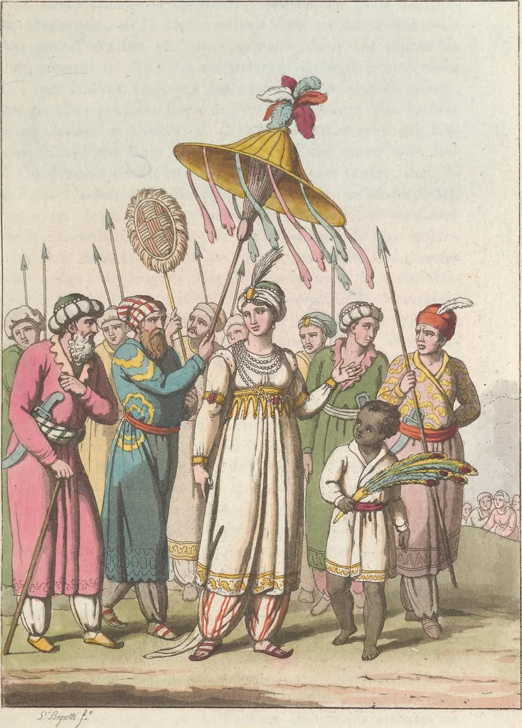 An illustration from Le Costume ancien et moderne ; ou, Histoire du gouvernement, de la milice, de la religion, des arts, sciences et usages de tous les peuples anciens et modernes, d'après les monumens de l'antiquité et accompagné de dessins analogues au sujet, 1815, leaf 124