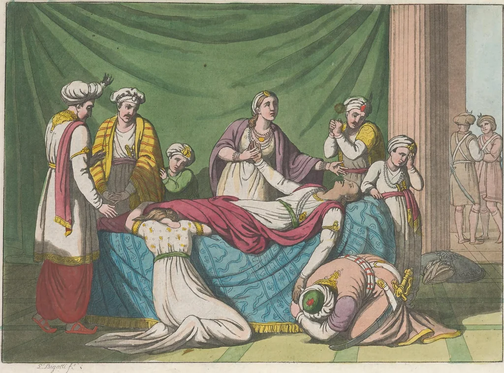 An illustration from Le Costume ancien et moderne ; ou, Histoire du gouvernement, de la milice, de la religion, des arts, sciences et usages de tous les peuples anciens et modernes, d'après les monumens de l'antiquité et accompagné de dessins analogues au sujet, 1815, leaf 138