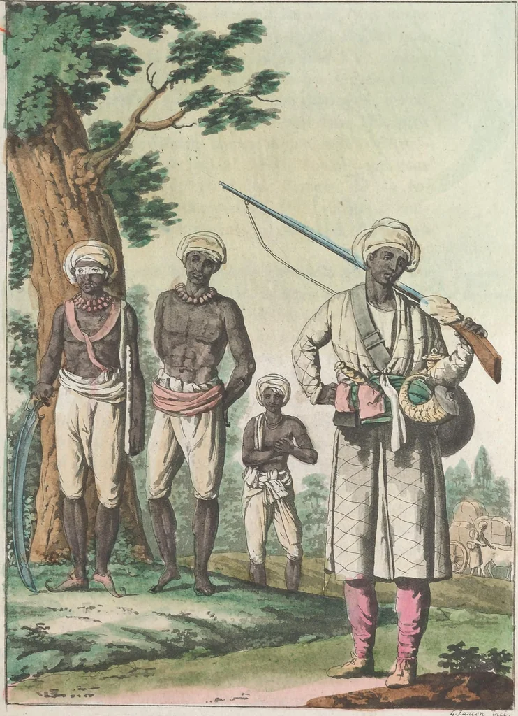 An illustration from Le Costume ancien et moderne ; ou, Histoire du gouvernement, de la milice, de la religion, des arts, sciences et usages de tous les peuples anciens et modernes, d'après les monumens de l'antiquité et accompagné de dessins analogues au sujet, 1815, leaf 160
