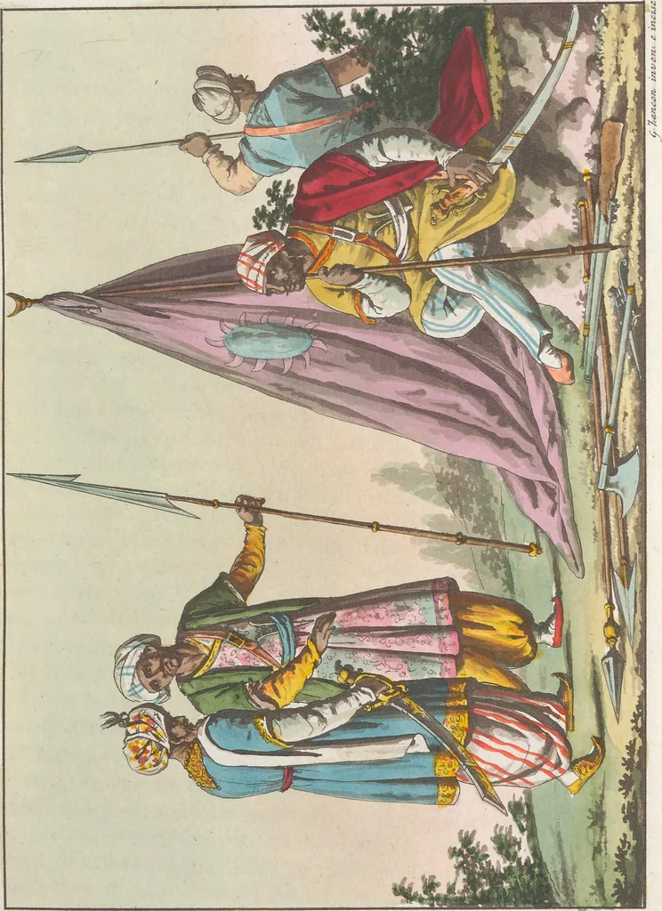 An illustration from Le Costume ancien et moderne ; ou, Histoire du gouvernement, de la milice, de la religion, des arts, sciences et usages de tous les peuples anciens et modernes, d'après les monumens de l'antiquité et accompagné de dessins analogues au sujet, 1815, leaf 164
