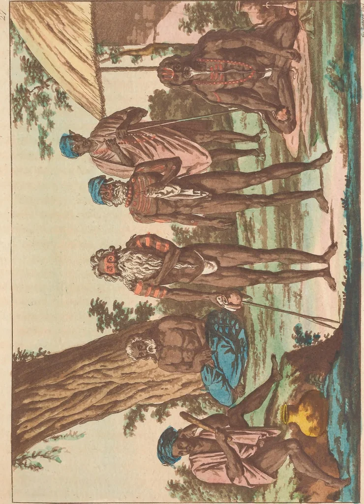 An illustration from Le Costume ancien et moderne ; ou, Histoire du gouvernement, de la milice, de la religion, des arts, sciences et usages de tous les peuples anciens et modernes, d'après les monumens de l'antiquité et accompagné de dessins analogues au sujet, 1815, leaf 224