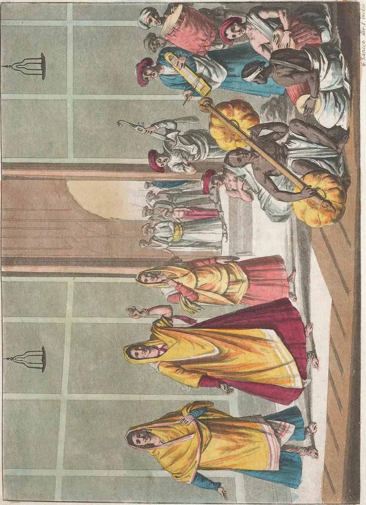 An illustration from Le Costume ancien et moderne ; ou, Histoire du gouvernement, de la milice, de la religion, des arts, sciences et usages de tous les peuples anciens et modernes, d'après les monumens de l'antiquité et accompagné de dessins analogues au sujet, 1815, leaf 366