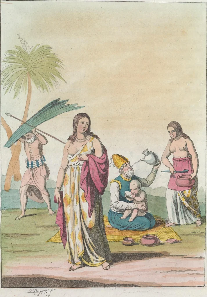 An illustration from Le Costume ancien et moderne ; ou, Histoire du gouvernement, de la milice, de la religion, des arts, sciences et usages de tous les peuples anciens et modernes, d'après les monumens de l'antiquité et accompagné de dessins analogues au sujet, 1815, leaf 479