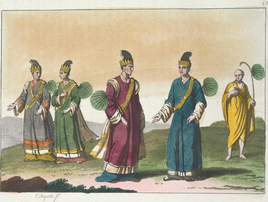 An illustration from Le Costume ancien et moderne ; ou, Histoire du gouvernement, de la milice, de la religion, des arts, sciences et usages de tous les peuples anciens et modernes, d'après les monumens de l'antiquité et accompagné de dessins analogues au sujet, 1815, leaf 513