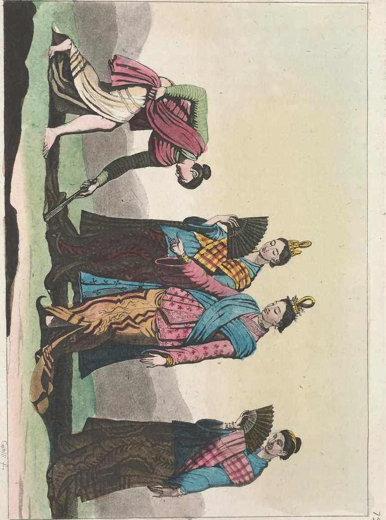 An illustration from Le Costume ancien et moderne ; ou, Histoire du gouvernement, de la milice, de la religion, des arts, sciences et usages de tous les peuples anciens et modernes, d'après les monumens de l'antiquité et accompagné de dessins analogues au sujet, 1815, leaf 555