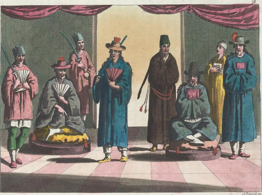 An illustration from Le Costume ancien et moderne ; ou, Histoire du gouvernement, de la milice, de la religion, des arts, sciences et usages de tous les peuples anciens et modernes, d'après les monumens de l'antiquité et accompagné de dessins analogues au sujet, 1815, leaf 603