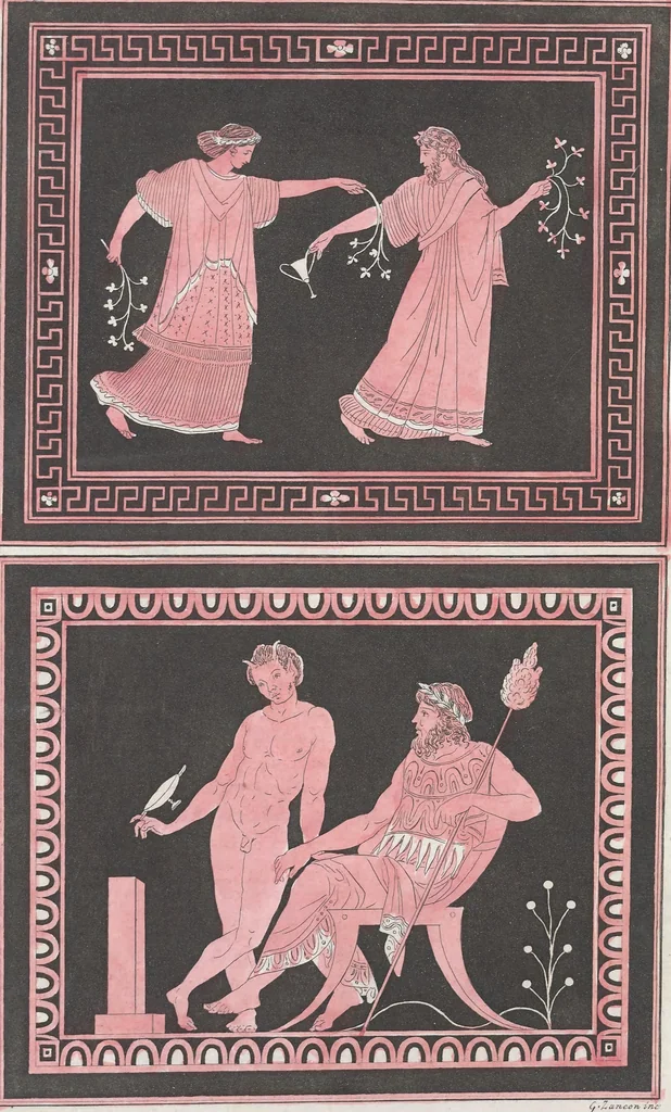 An illustration from Le Costume ancien et moderne ; ou, Histoire du gouvernement, de la milice, de la religion, des arts, sciences et usages de tous les peuples anciens et modernes, d'après les monumens de l'antiquité et accompagné de dessins analogues au sujet, 1815, leaf 73