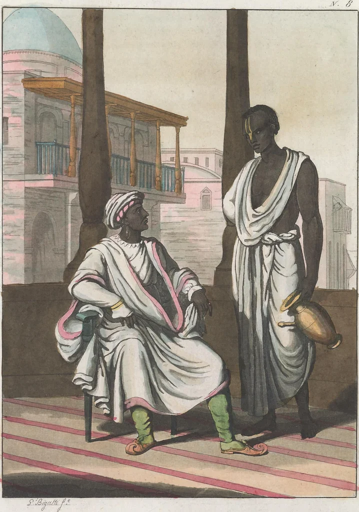 An illustration from Le Costume ancien et moderne ; ou, Histoire du gouvernement, de la milice, de la religion, des arts, sciences et usages de tous les peuples anciens et modernes, d'après les monumens de l'antiquité et accompagné de dessins analogues au sujet, 1815, leaf 85