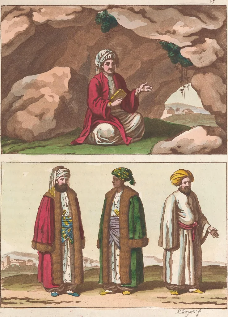An illustration from Le Costume ancien et moderne ; ou, Histoire du gouvernement, de la milice, de la religion, des arts, sciences et usages de tous les peuples anciens et modernes, d'après les monumens de l'antiquité et accompagné de dessins analogues au sujet, 1815, leaf 268
