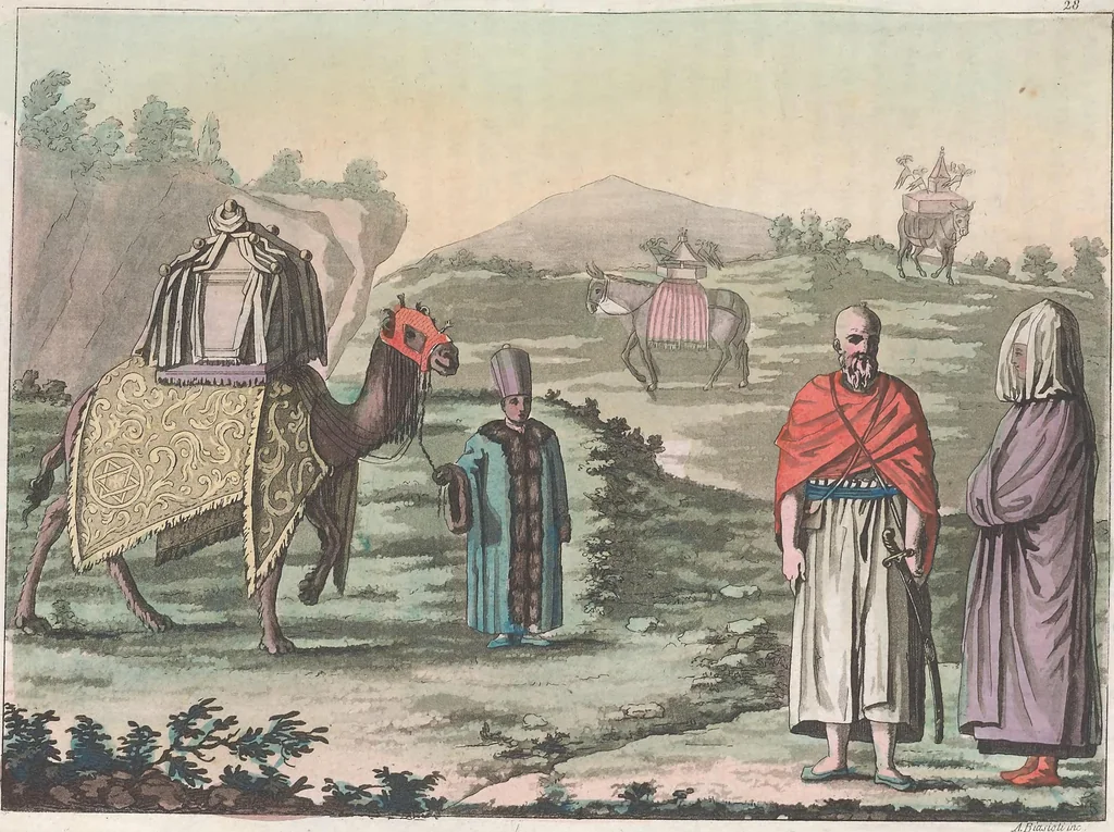An illustration from Le Costume ancien et moderne ; ou, Histoire du gouvernement, de la milice, de la religion, des arts, sciences et usages de tous les peuples anciens et modernes, d'après les monumens de l'antiquité et accompagné de dessins analogues au sujet, 1815, leaf 280