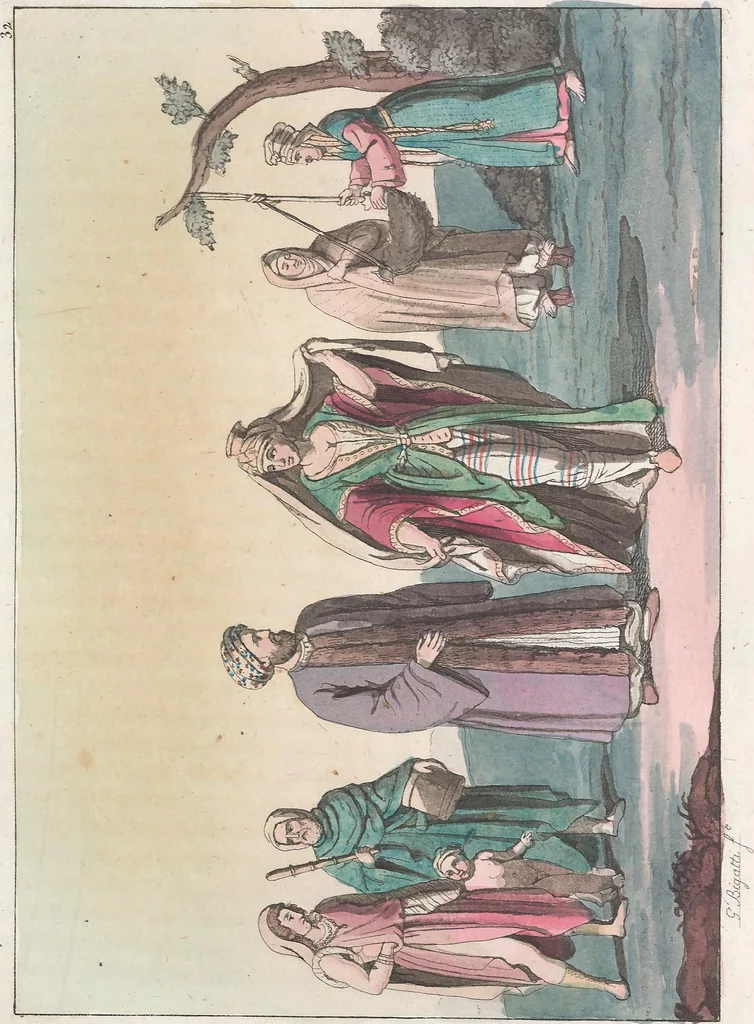 An illustration from Le Costume ancien et moderne ; ou, Histoire du gouvernement, de la milice, de la religion, des arts, sciences et usages de tous les peuples anciens et modernes, d'après les monumens de l'antiquité et accompagné de dessins analogues au sujet, 1815, leaf 316