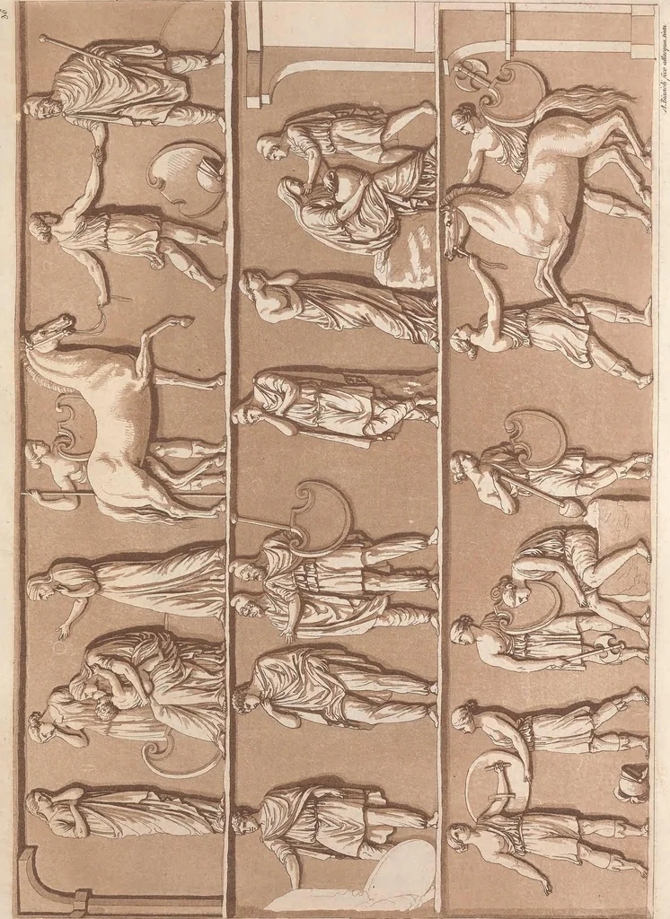An illustration from Le Costume ancien et moderne ; ou, Histoire du gouvernement, de la milice, de la religion, des arts, sciences et usages de tous les peuples anciens et modernes, d'après les monumens de l'antiquité et accompagné de dessins analogues au sujet, 1815, leaf 352