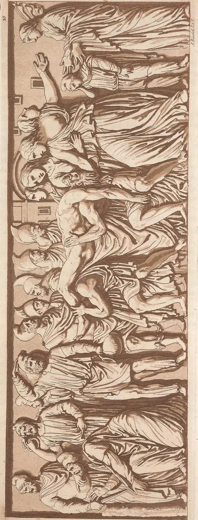 An illustration from Le Costume ancien et moderne ; ou, Histoire du gouvernement, de la milice, de la religion, des arts, sciences et usages de tous les peuples anciens et modernes, d'après les monumens de l'antiquité et accompagné de dessins analogues au sujet, 1815, leaf 354