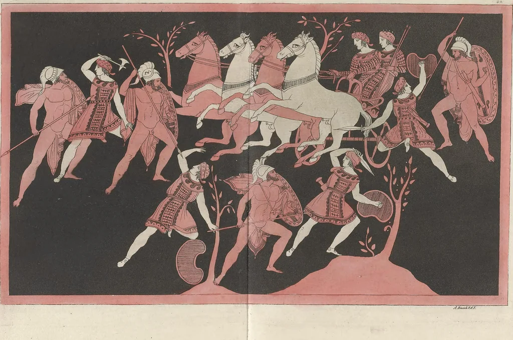 An illustration from Le Costume ancien et moderne ; ou, Histoire du gouvernement, de la milice, de la religion, des arts, sciences et usages de tous les peuples anciens et modernes, d'après les monumens de l'antiquité et accompagné de dessins analogues au sujet, 1815, leaf 408