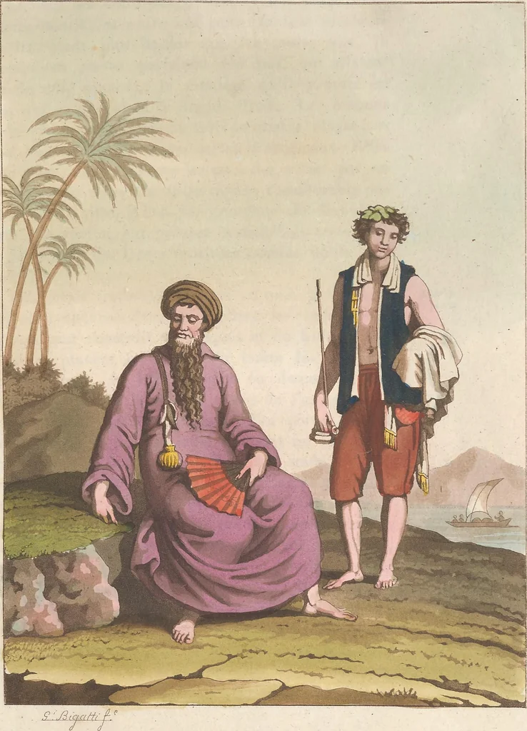 An illustration from Le Costume ancien et moderne ; ou, Histoire du gouvernement, de la milice, de la religion, des arts, sciences et usages de tous les peuples anciens et modernes, d'après les monumens de l'antiquité et accompagné de dessins analogues au sujet, 1815, leaf 460