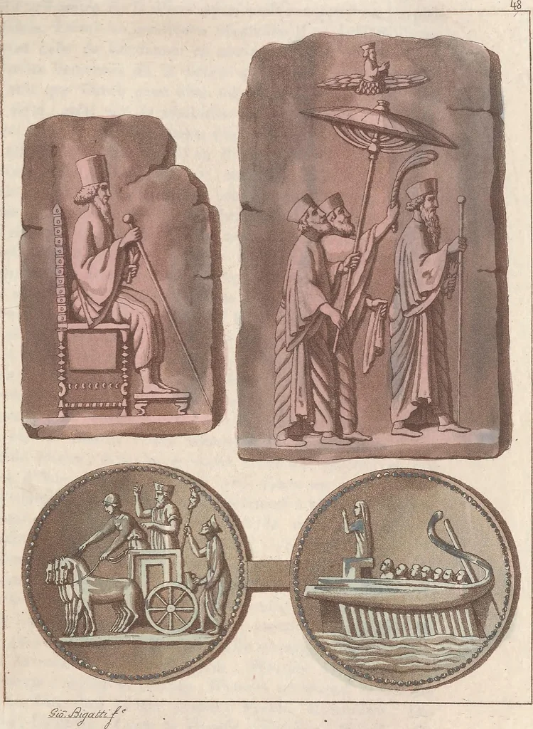 An illustration from Le Costume ancien et moderne ; ou, Histoire du gouvernement, de la milice, de la religion, des arts, sciences et usages de tous les peuples anciens et modernes, d'après les monumens de l'antiquité et accompagné de dessins analogues au sujet, 1815, leaf 510