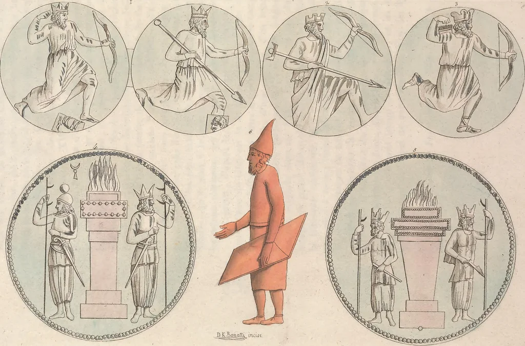 An illustration from Le Costume ancien et moderne ; ou, Histoire du gouvernement, de la milice, de la religion, des arts, sciences et usages de tous les peuples anciens et modernes, d'après les monumens de l'antiquité et accompagné de dessins analogues au sujet, 1815, leaf 589