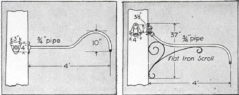 An illustration from Cutter Streethoods, Brackets, Mast Arms, Pulleys, Insulators and Pole Line Material, 1919, leaf 27