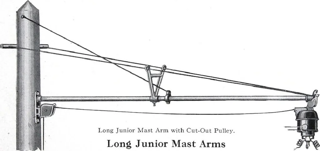 An illustration from Cutter Streethoods, Brackets, Mast Arms, Pulleys, Insulators and Pole Line Material, 1919, leaf 36
