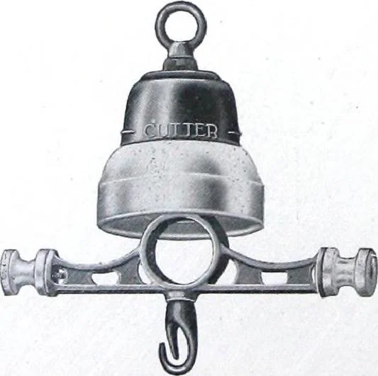 An illustration from Cutter Streethoods, Brackets, Mast Arms, Pulleys, Insulators and Pole Line Material, 1919, leaf 43