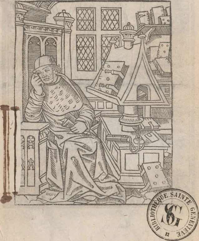 An illustration from [Imitatio Christi. Français :] Le livre intitule eternelle consolacion, 1500, leaf 8