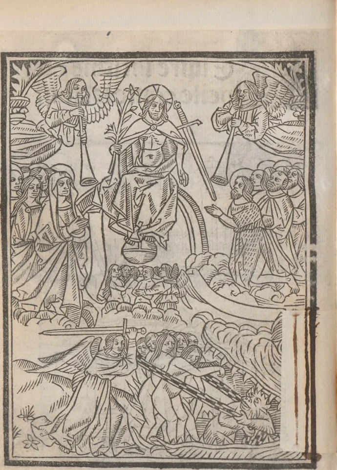 An illustration from [Imitatio Christi. Français :] Le livre intitule eternelle consolacion, 1500, leaf 9