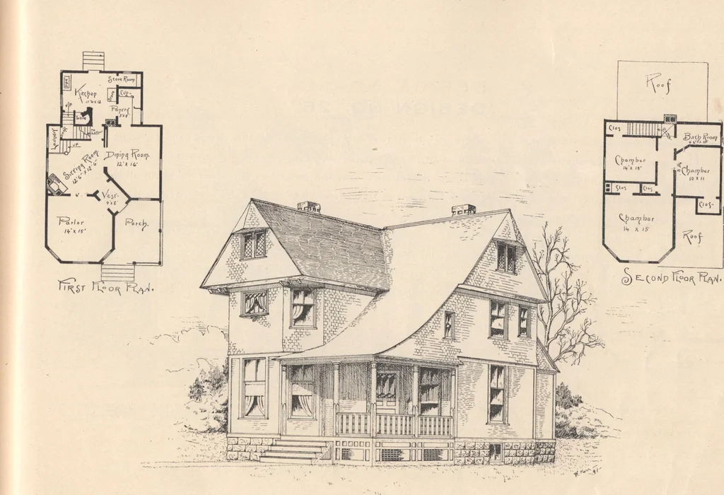 An illustration from Houses and cottages, book no. 4, 1891, leaf 38